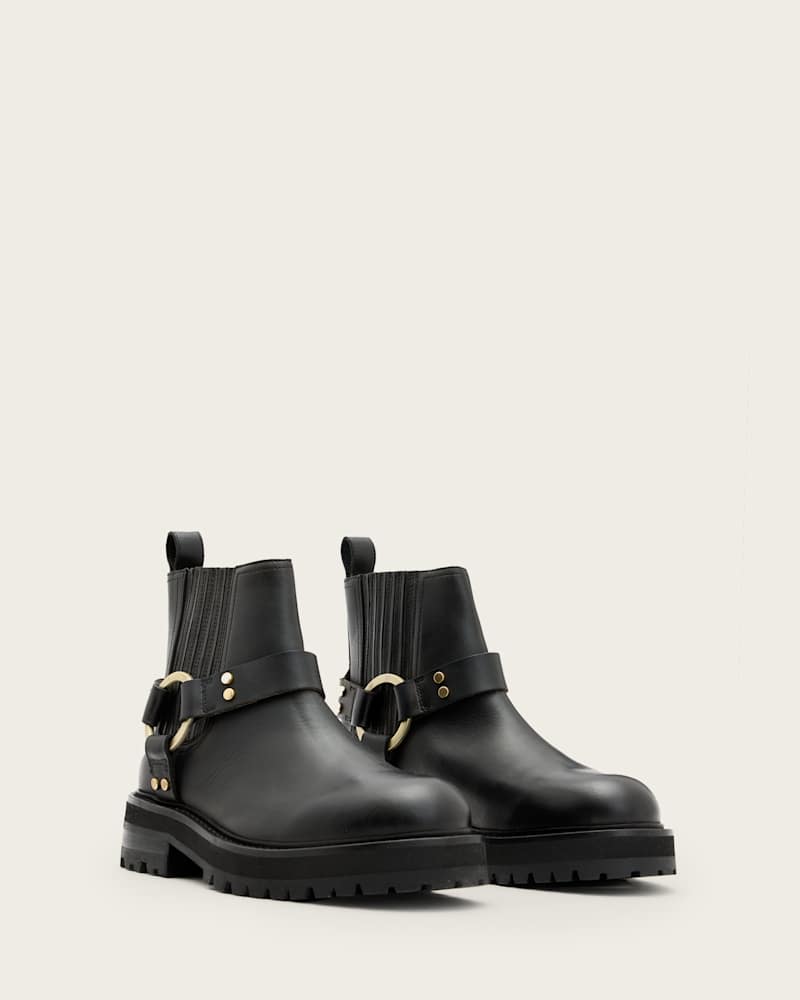 Maddie Ankle Length Leather Biker Boots