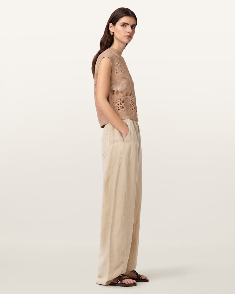 Kyra Open Knit Crochet Cotton Waistcoat
