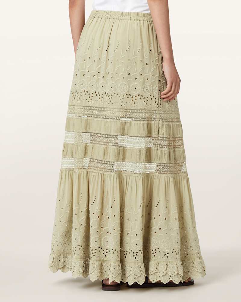 Camille Embroidered Tiered Maxi Skirt