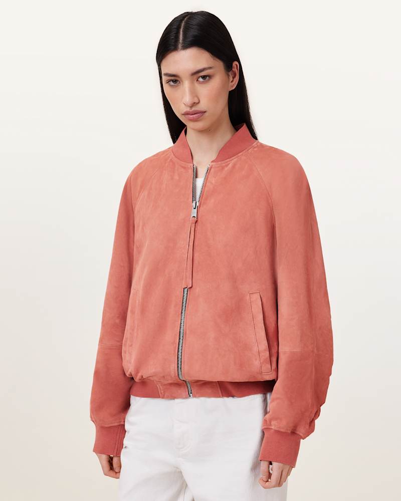 Dana Relaxed Fit Suede Bomber Jacket
