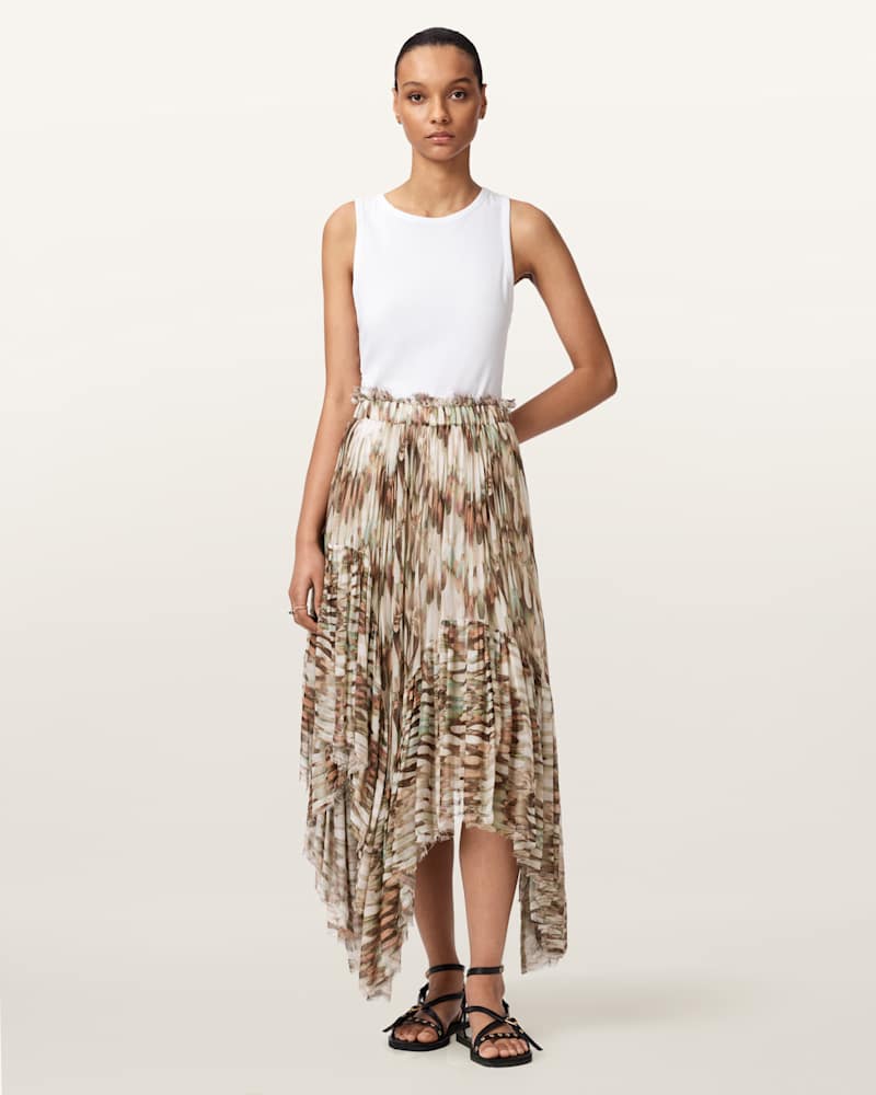 Danae Asymmetric Tiered Midi Skirt
