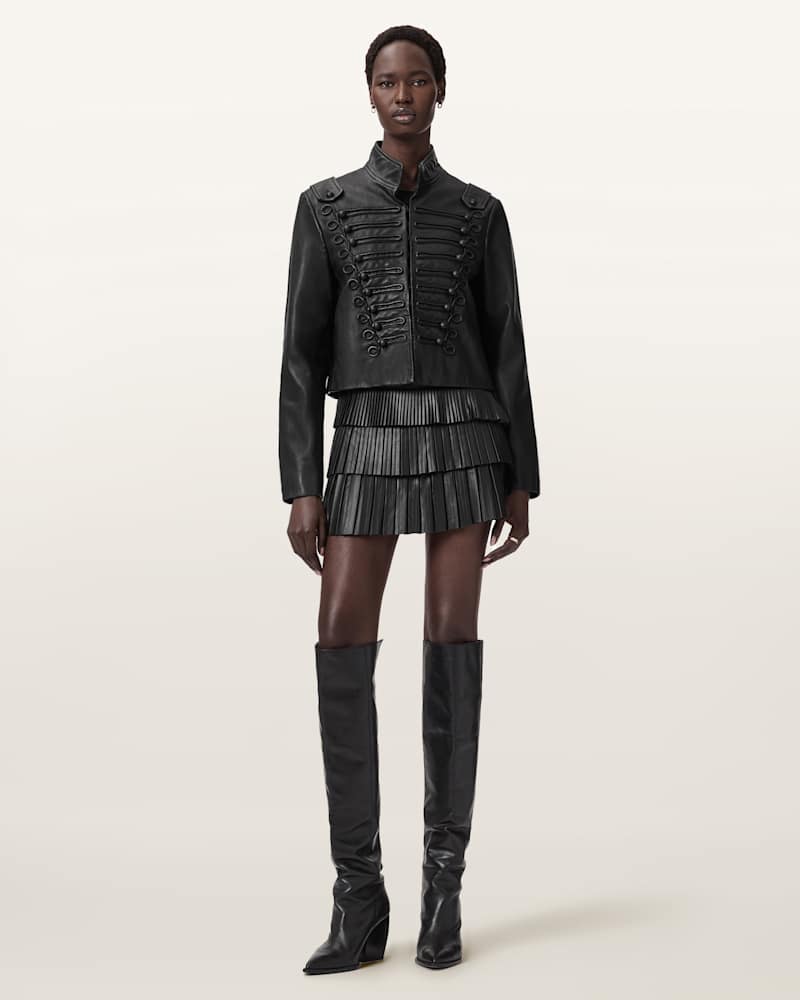 Nara Leather Pleated Mini Skirt