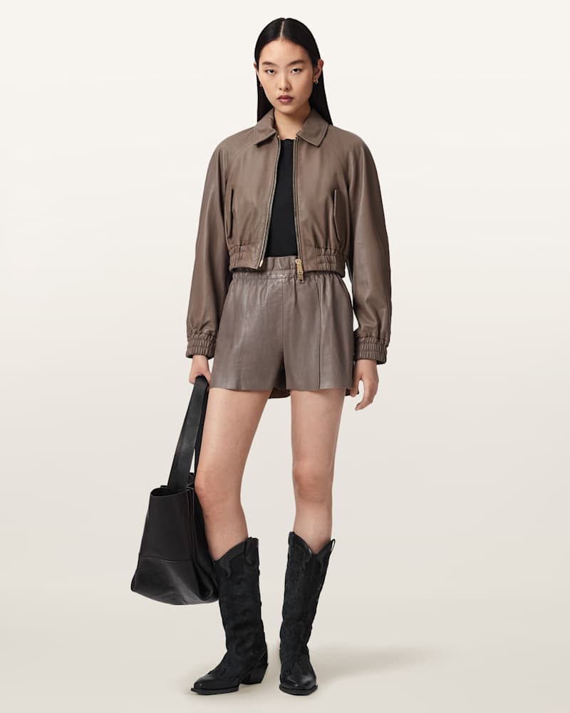 Fran High Rise Leather Shorts