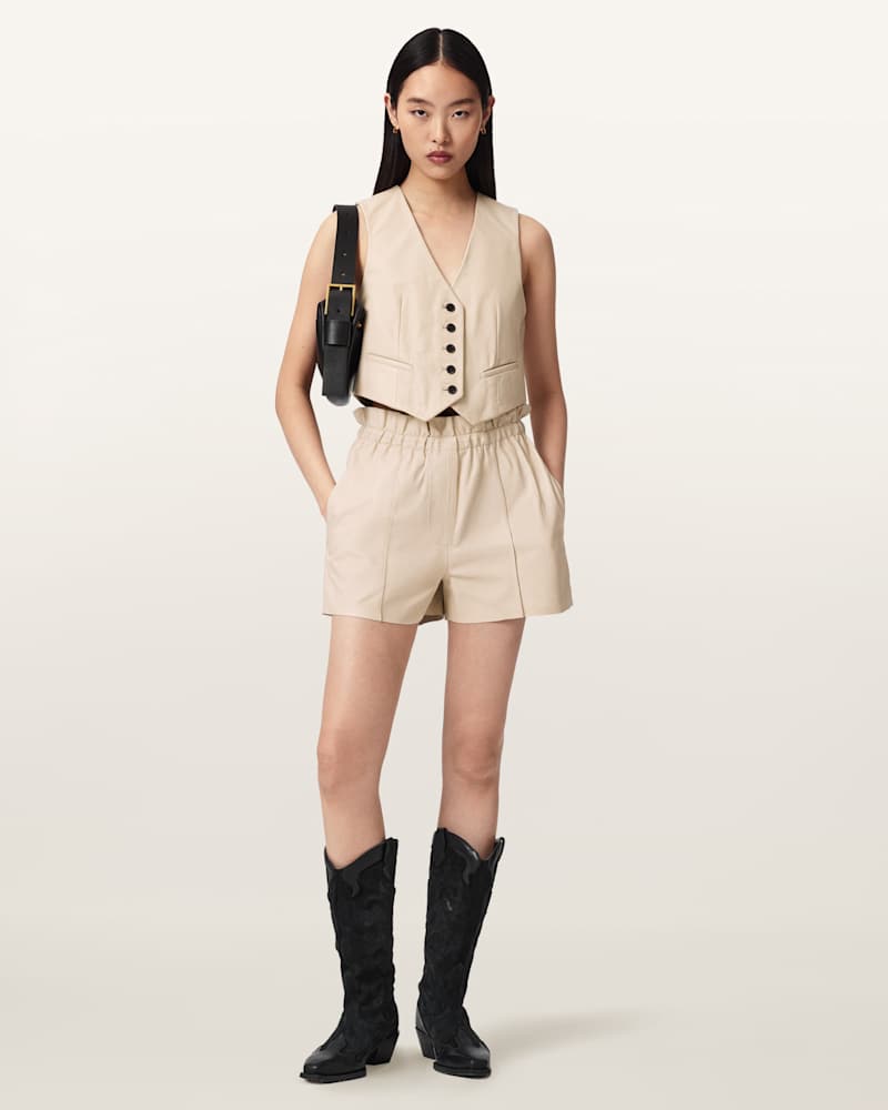 Fran High Rise Leather Shorts