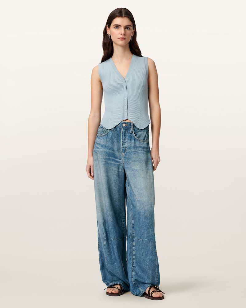 Jett Barrel Leg Illusion of Denim Trousers 