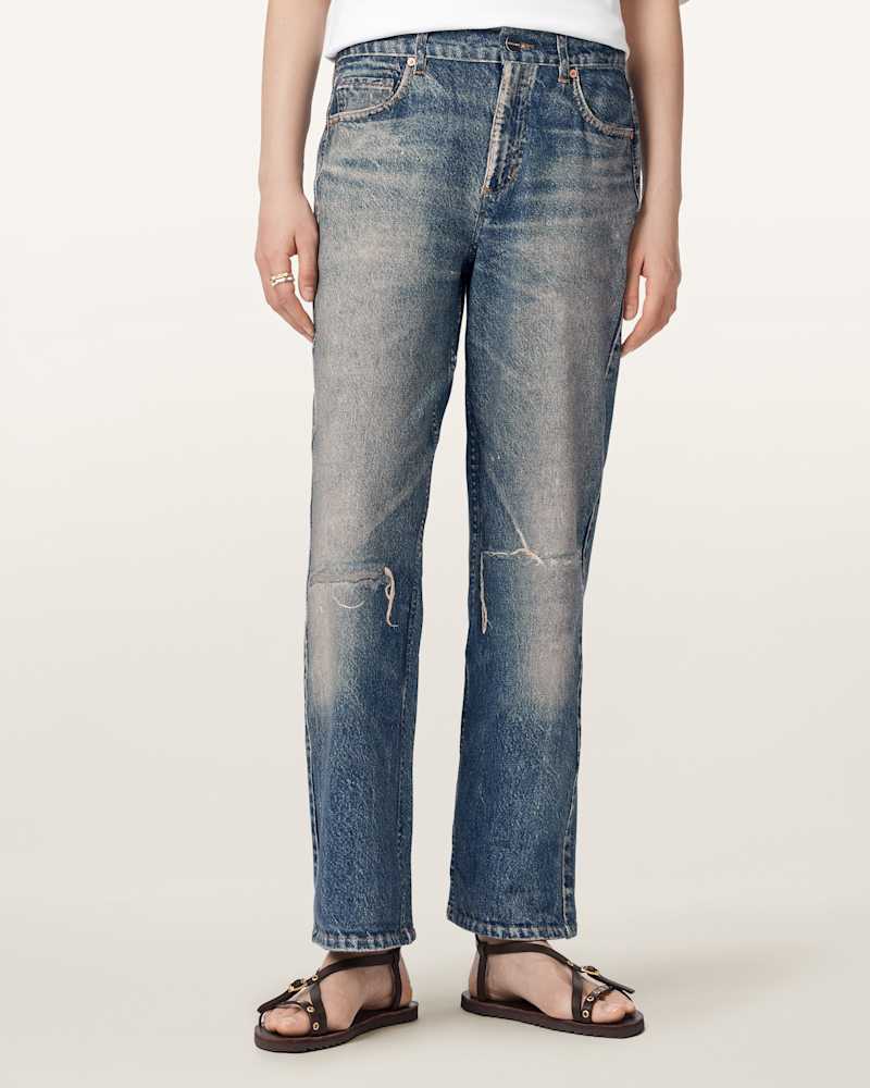 Ida Terry Straight Leg Illusion of Denim Trousers