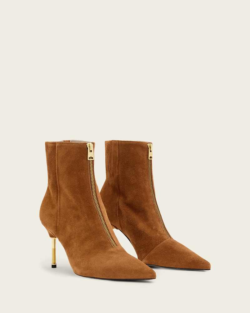 Natasha Pointed Zip Up Suede Boots
