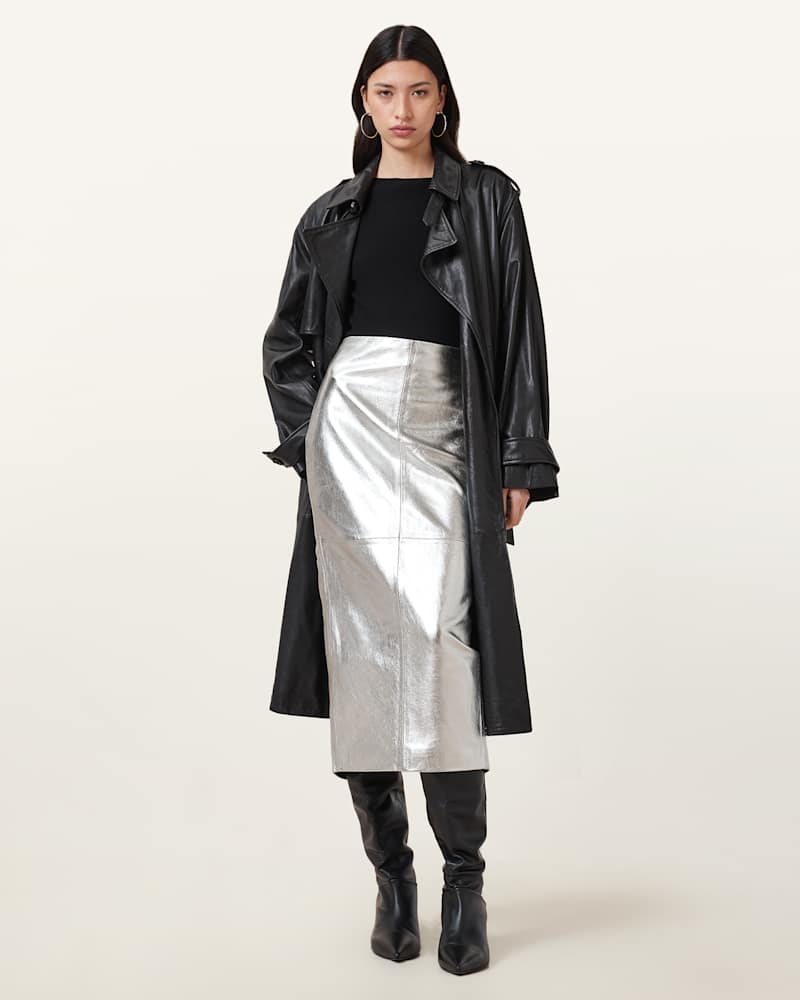 Renai Slim Fit Leather Pencil Skirt