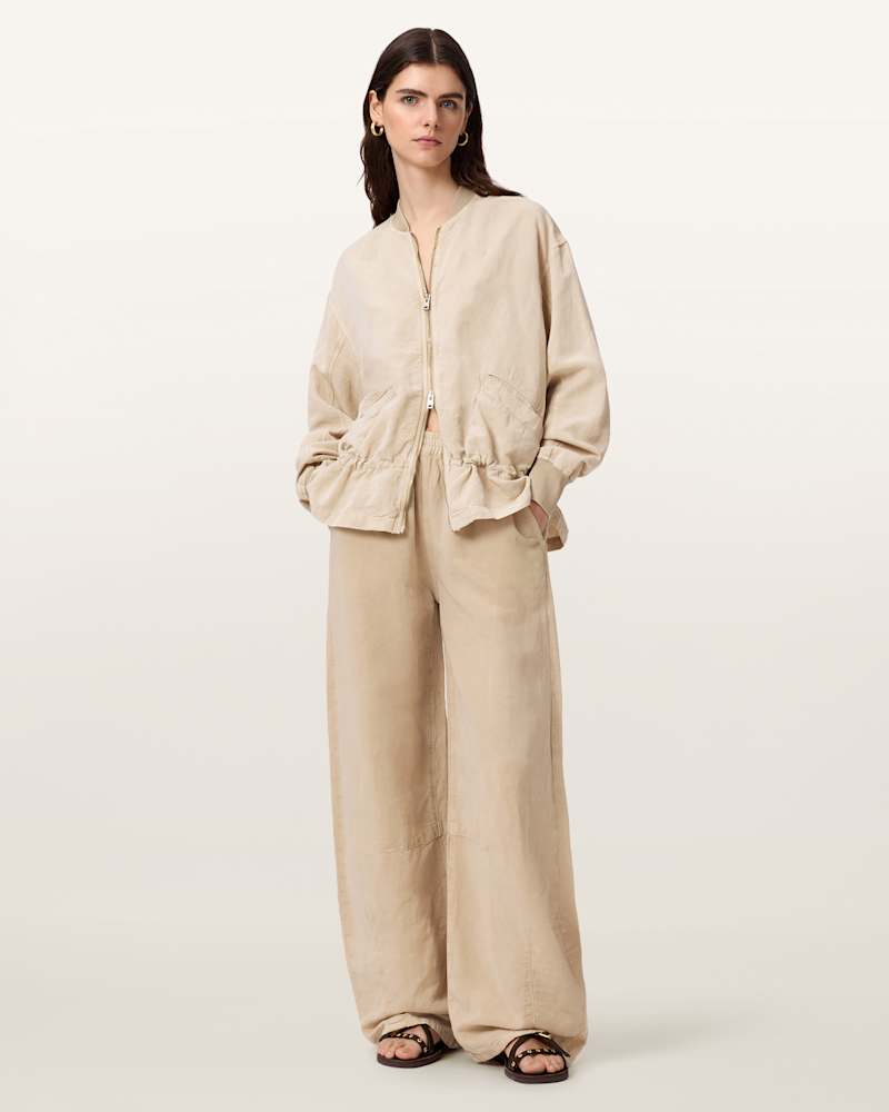 Jett Wide Leg Linen Blend Trousers