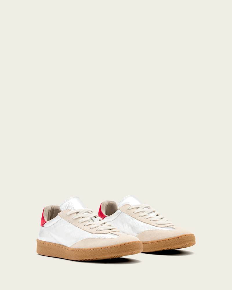 Thelma Metallic Leather Low Top Trainers