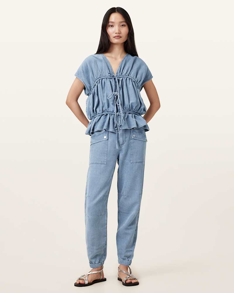 Val High-Rise Cargo Linen Blend Trousers