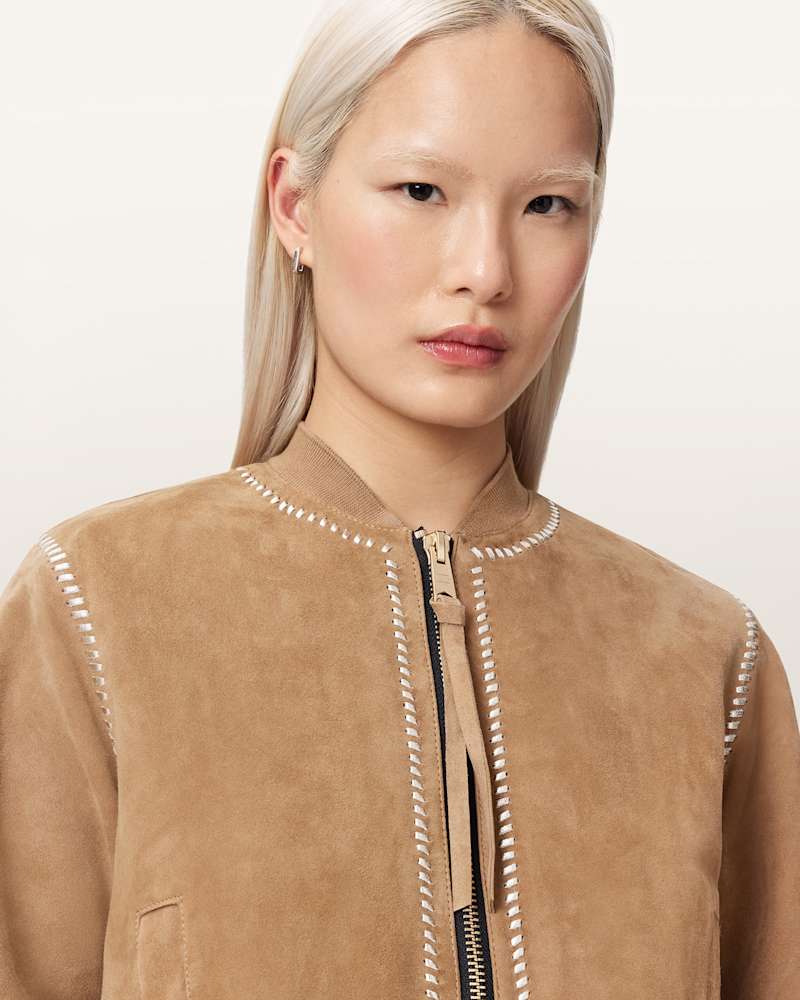 Orten Whipstitch Suede Bomber Jacket