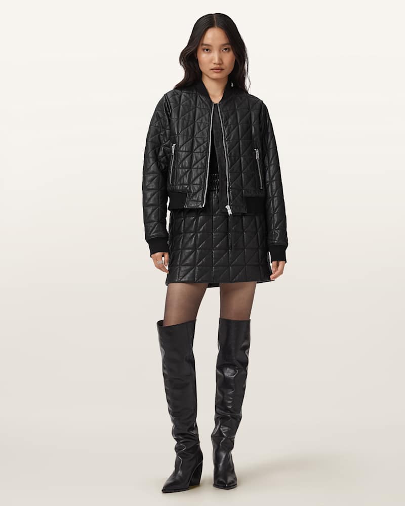 Carly Leather Quilted Skirt