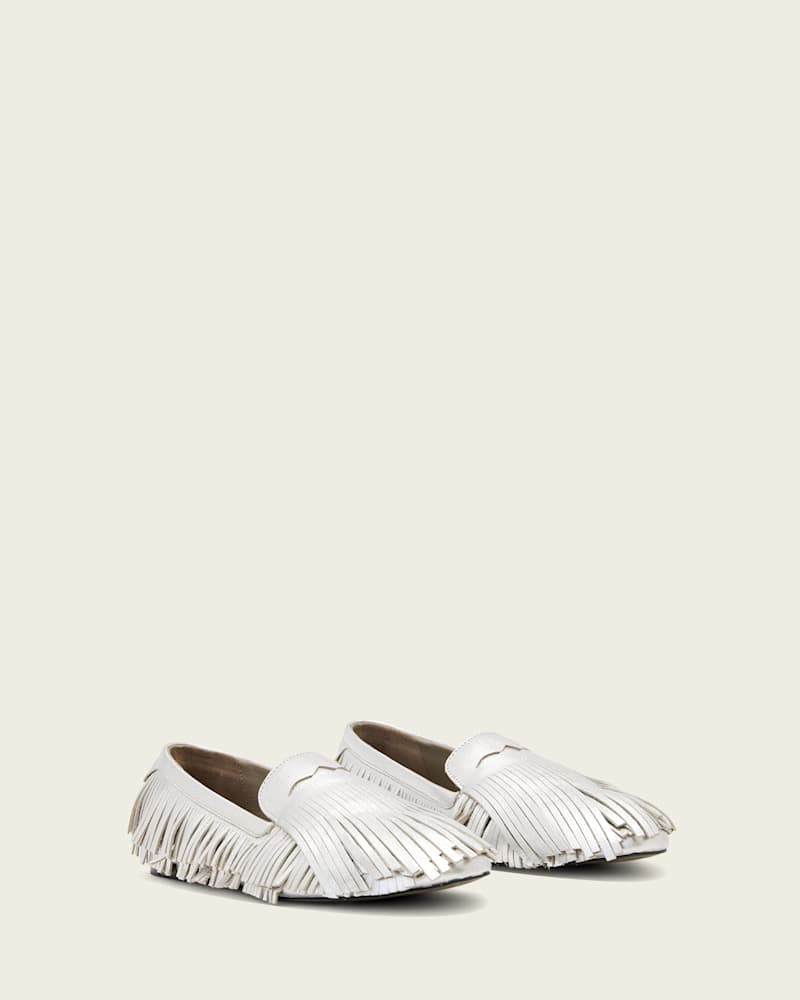 Sandy Metallic Fringe Loafers