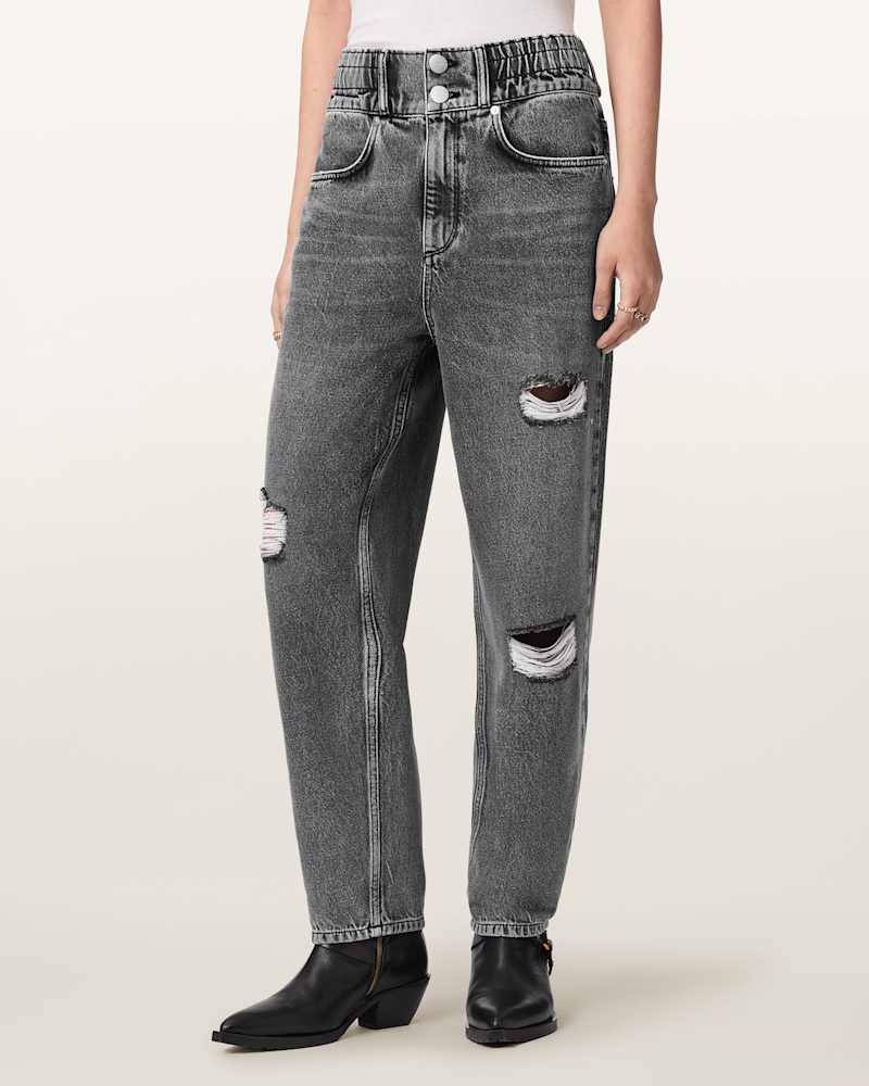 Daisy Tapered Leg Distressed Denim Jeans