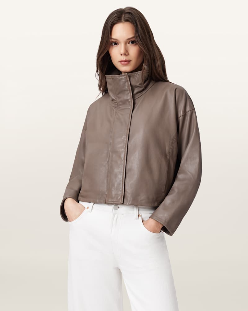 Ryder Funnel Neck Leather Jacket