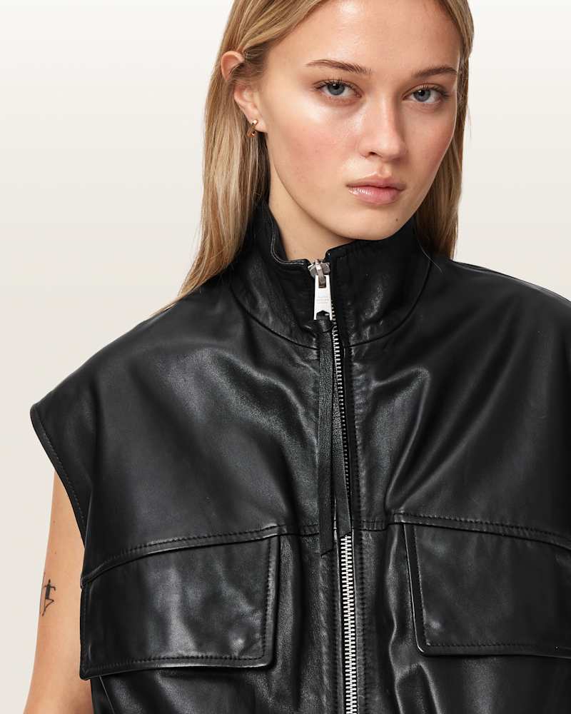 Flor Relaxed Fit Leather Gilet