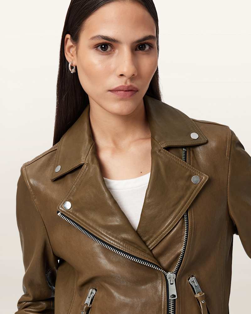 Dalby Slim Fit Leather Biker Jacket