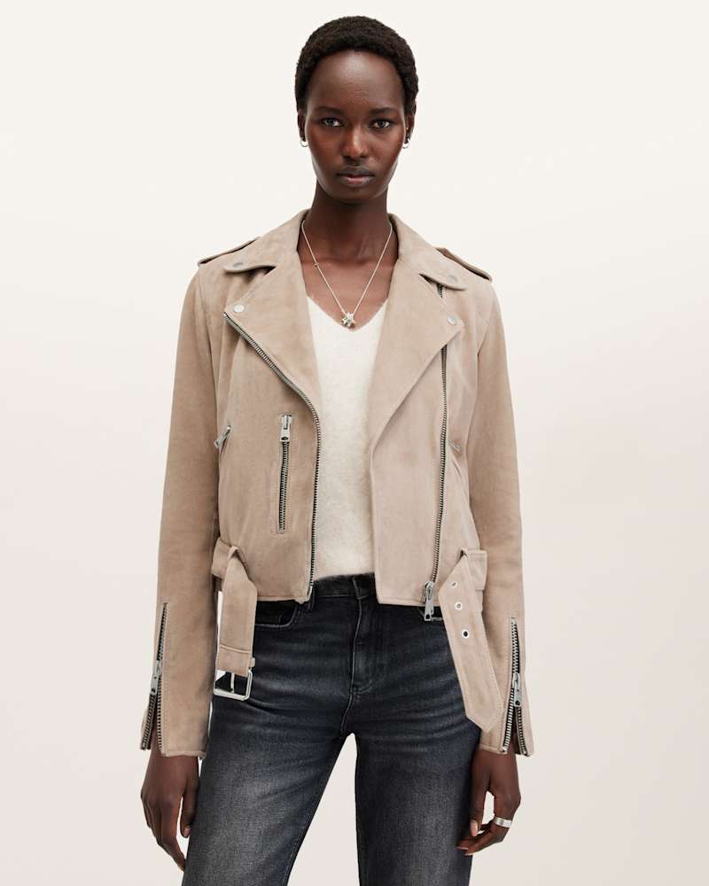 Balfern Belted Suede Biker Jacket