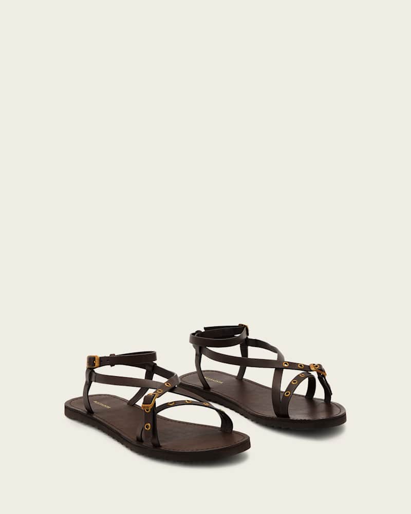 Tyla Eyelet Leather Buckle Sandals