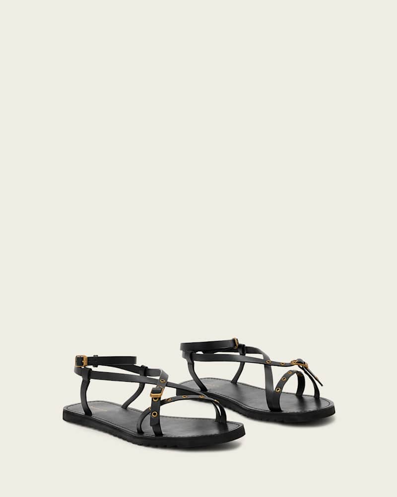 Tyla Eyelet Leather Buckle Sandals
