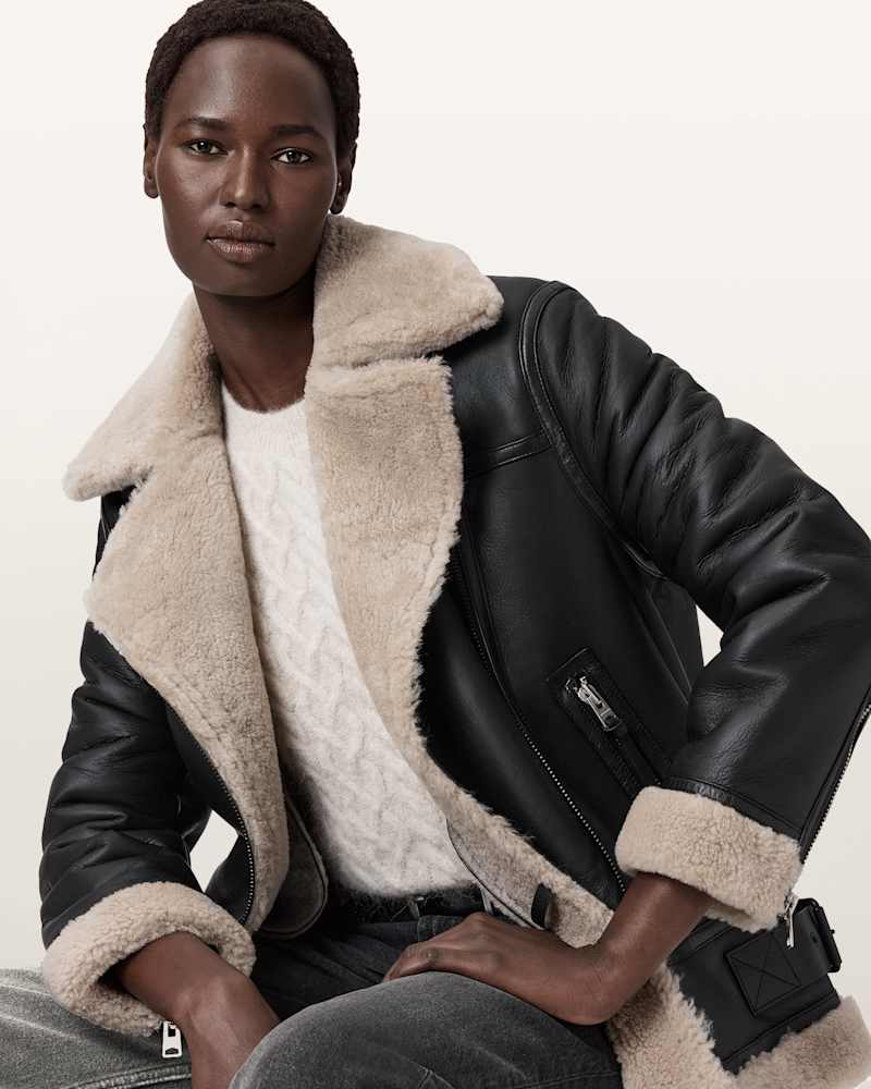 Sola Shearling Biker Jacket     