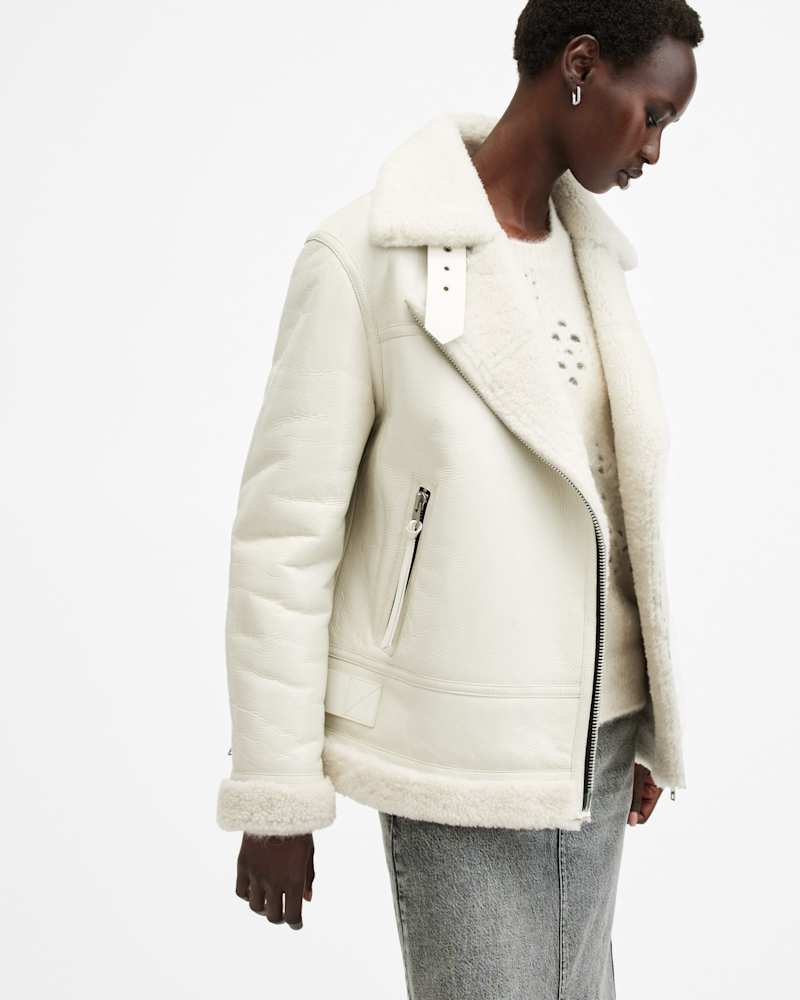 Sola Oversized Shearling Biker Jacket
