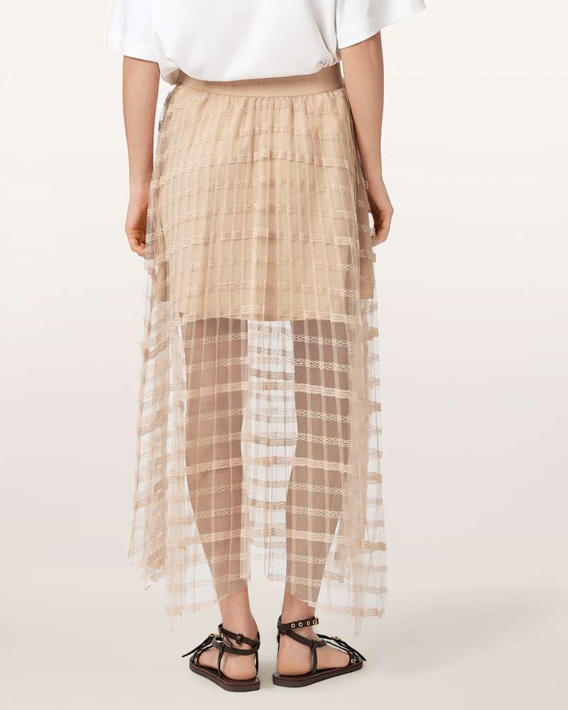 Celia Sheer Overlay Midi Skirt