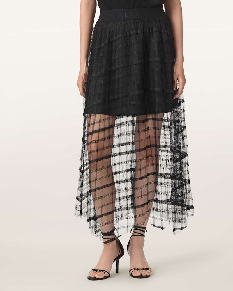 Celia Sheer Overlay Midi Skirt