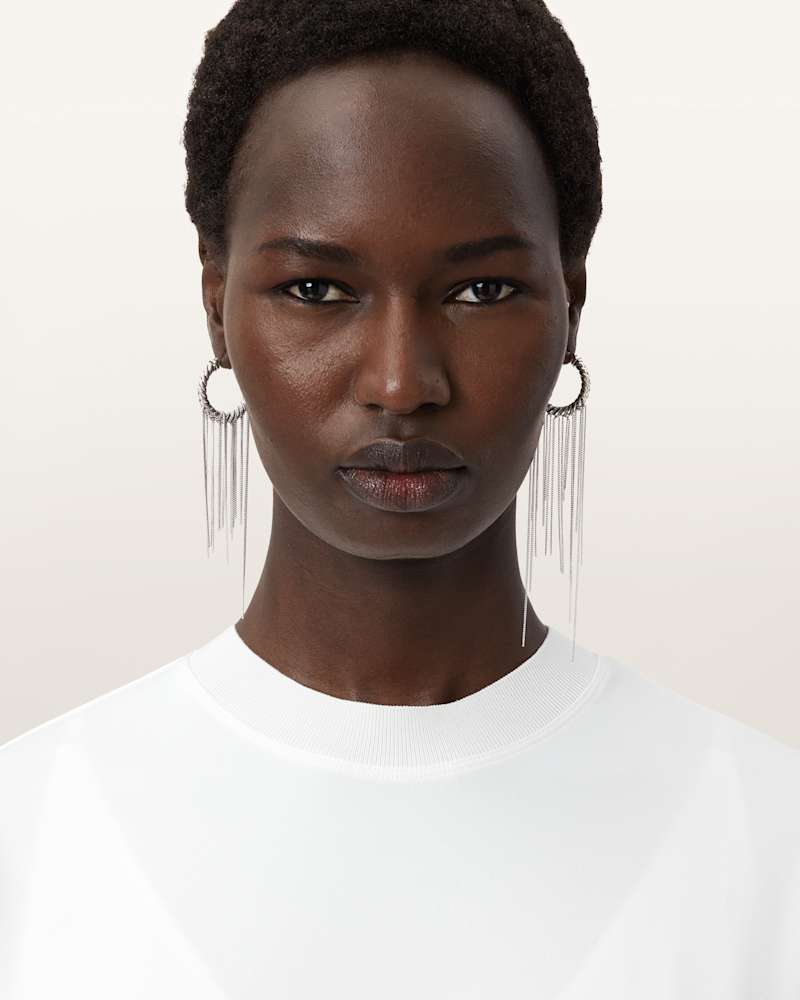 Nia Drop Chain Hoop Earrings