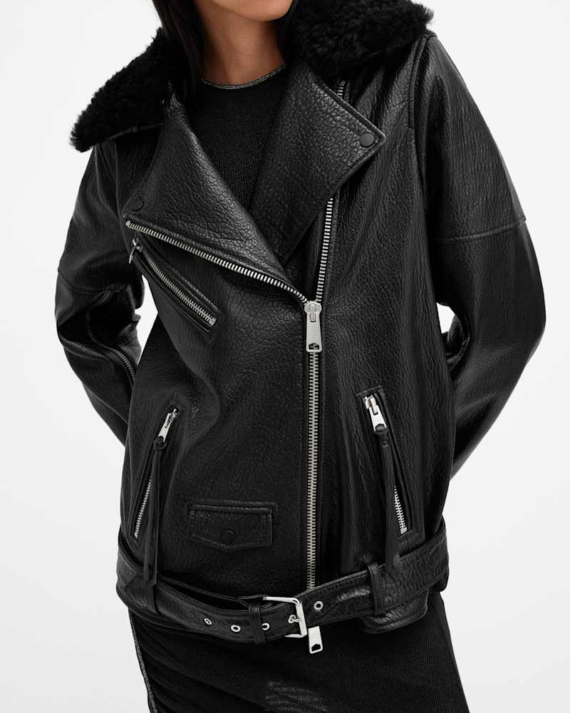 Vendra Relaxed Fit Leather Biker Jacket
