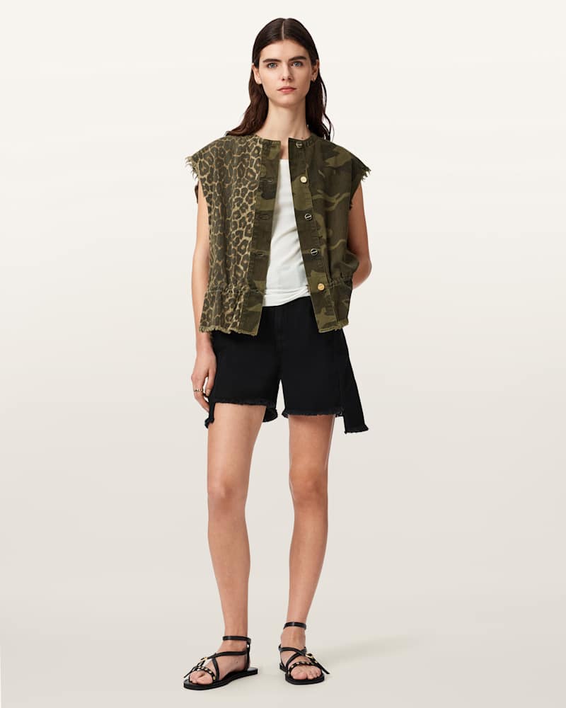 Sofi Camo Leopard Print Waistcoat