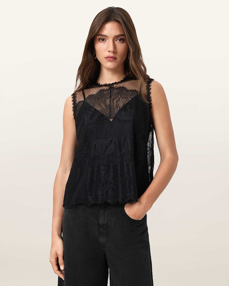 Clara Lace Trim Sleeveless Top