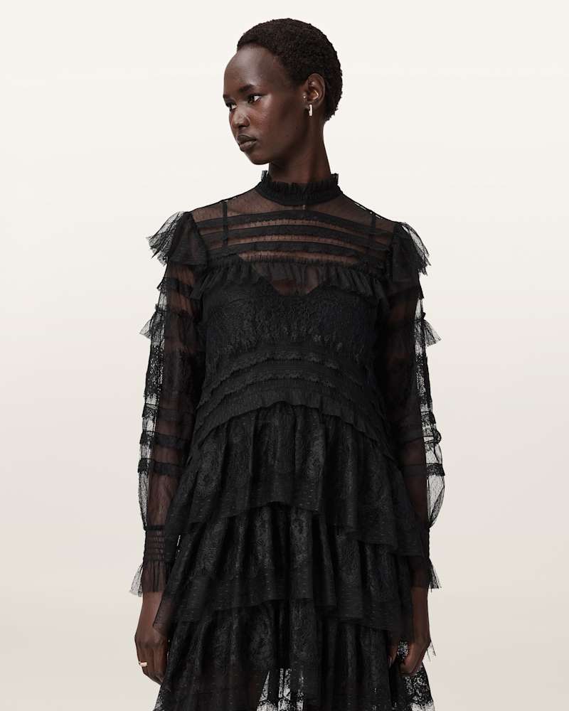 Cavarly Tiered Lace Maxi Dress