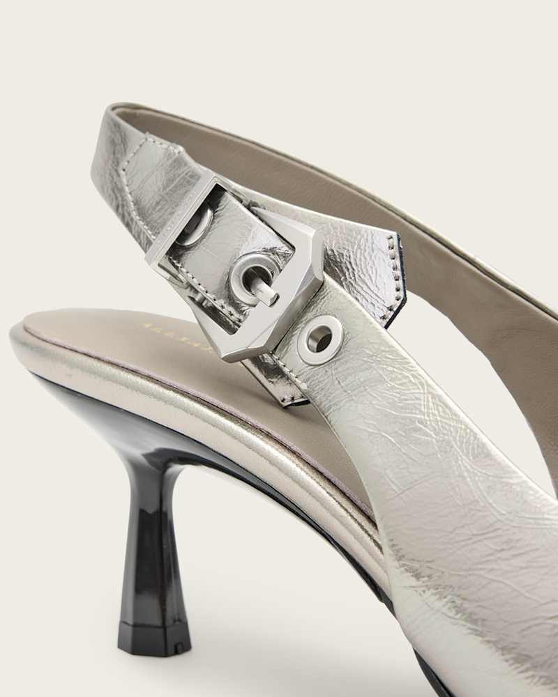 Idiya Metallic Leather Slingback Heels