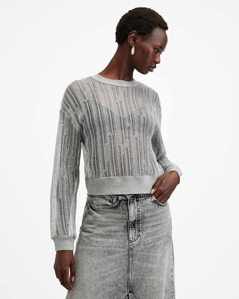 Giana Long Sleeve Open Knit Sweatshirt