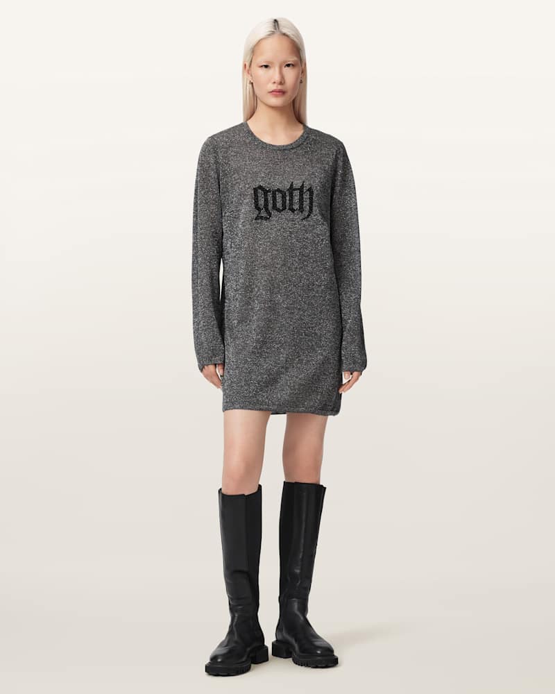 Deetz Metallic Long Sleeve Mini Dress