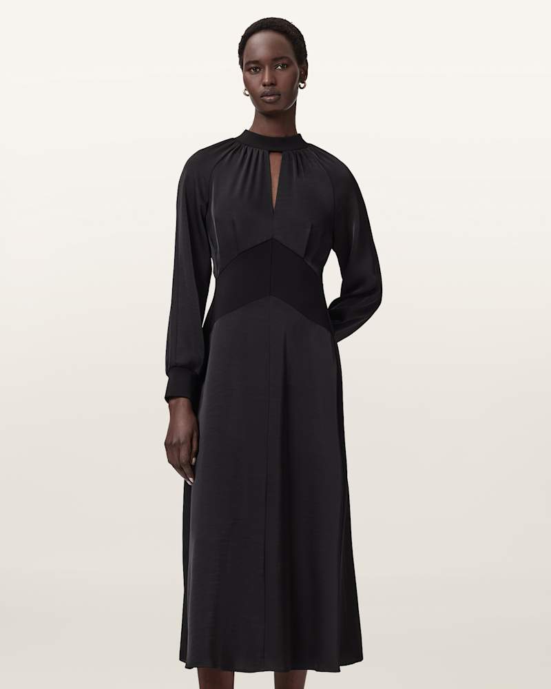 Roya Ribbed Trim Midi Dress