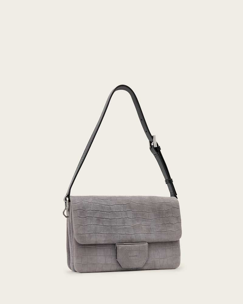 Ondine Croc-Effect Nubuck Shoulder Bag