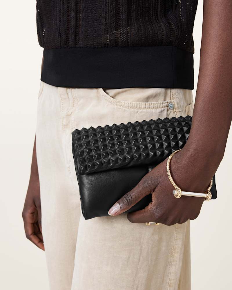 Ezra Leather Studded Crossbody Bag