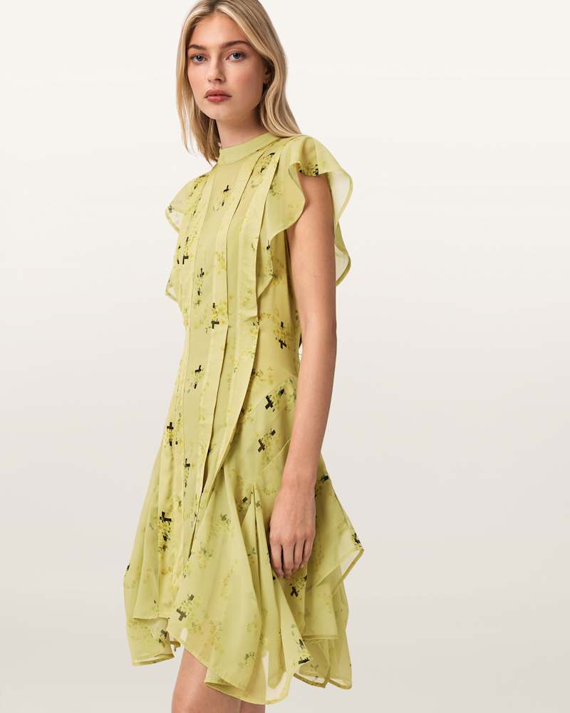 Fleur Printed Asymmetric Mini Dress 