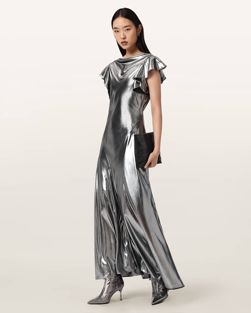 Flora Metallic Maxi Dress