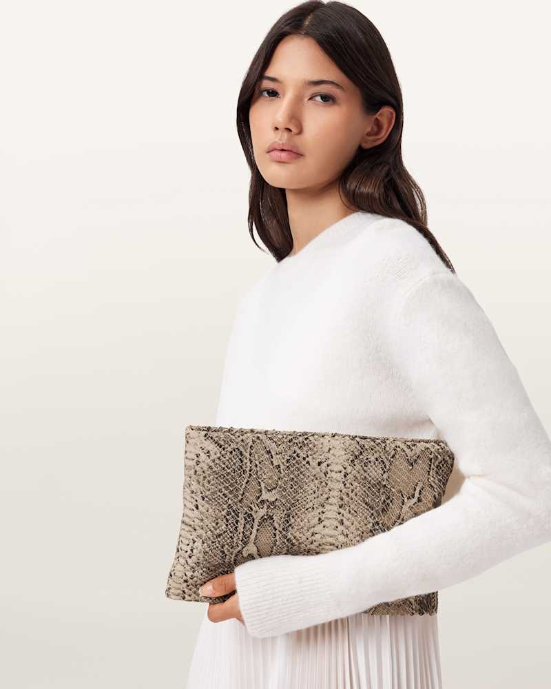 Bettina Leather Snake Clutch Bag