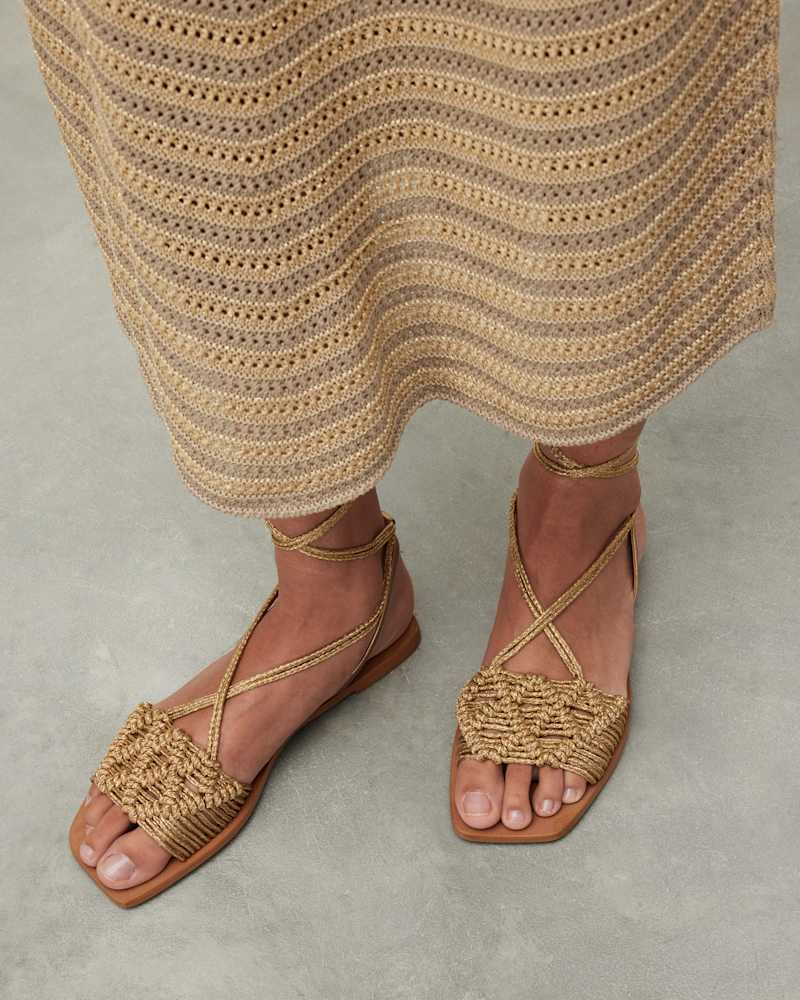 Donna Leather Rope Strappy Sandals