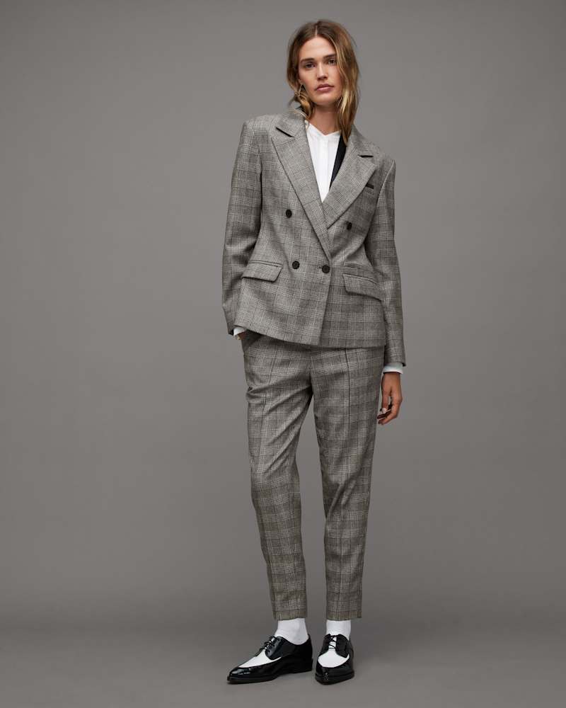 Bea Woven Checked Skinny Fit Trousers
