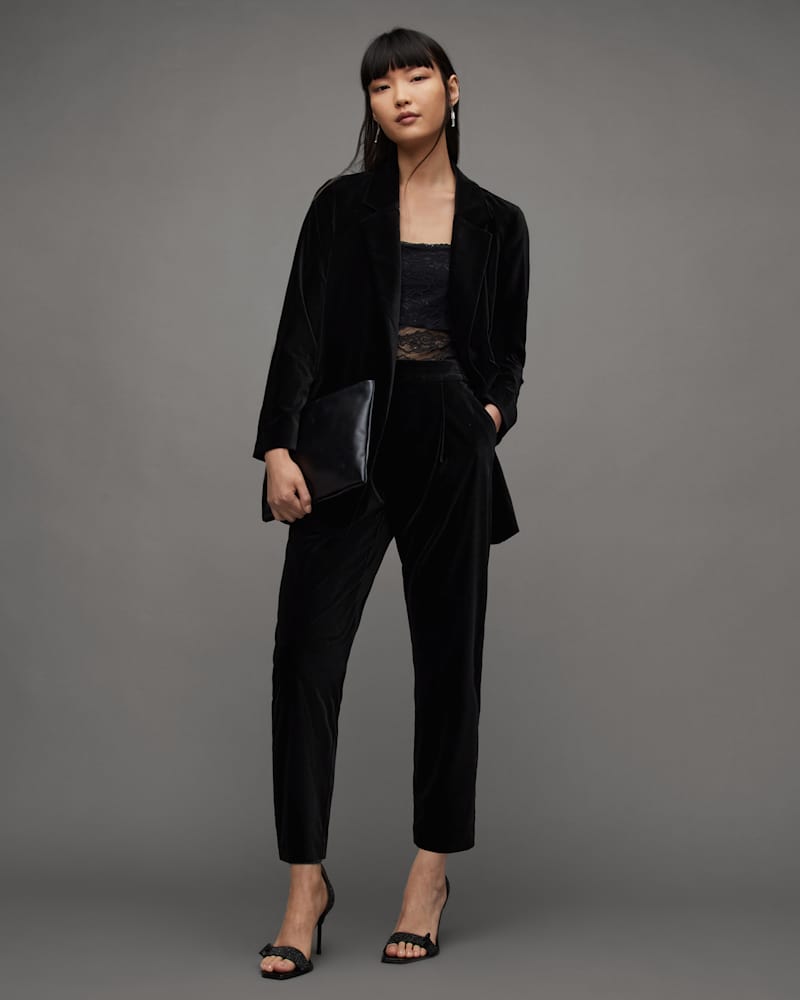 Aleida Mid-Rise Tapered Velvet Trousers