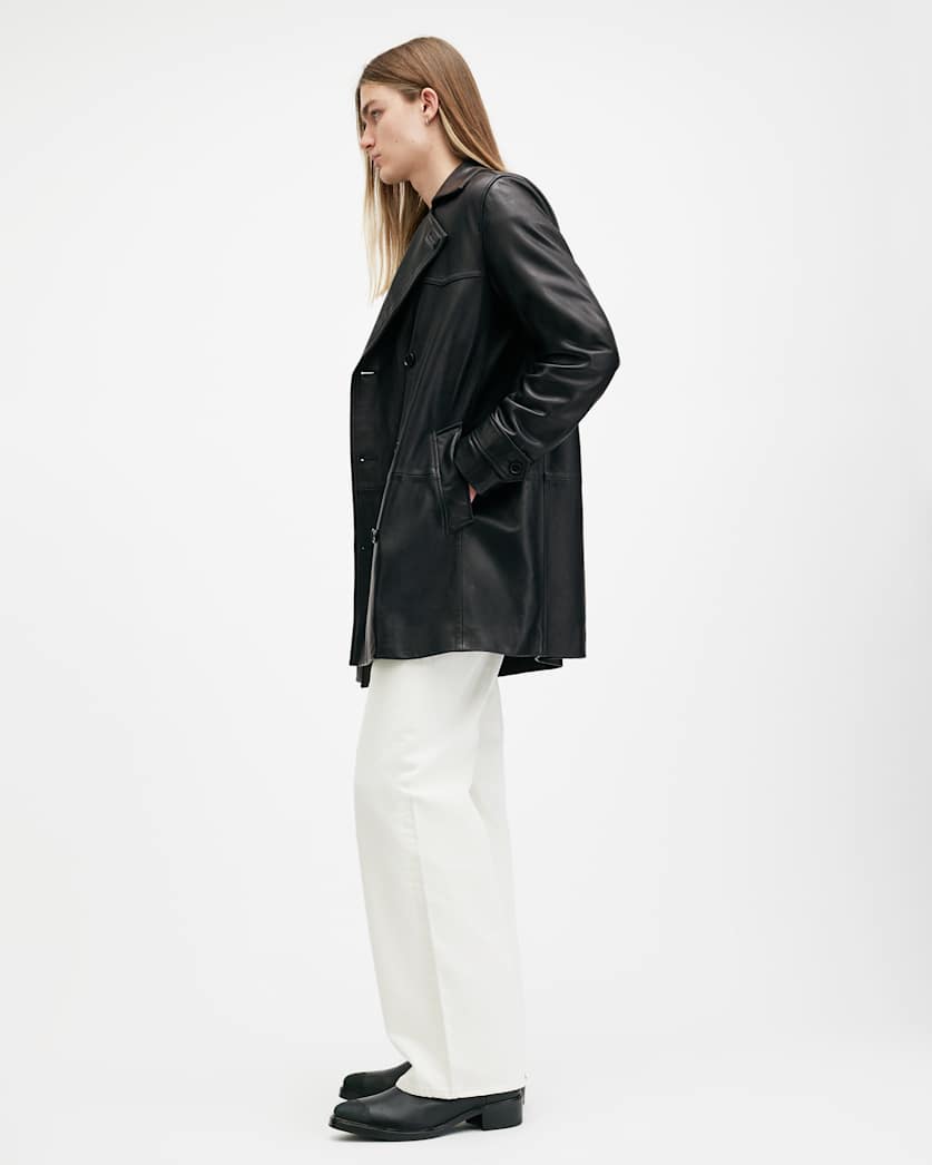 Kessler Double Breasted Leather Coat