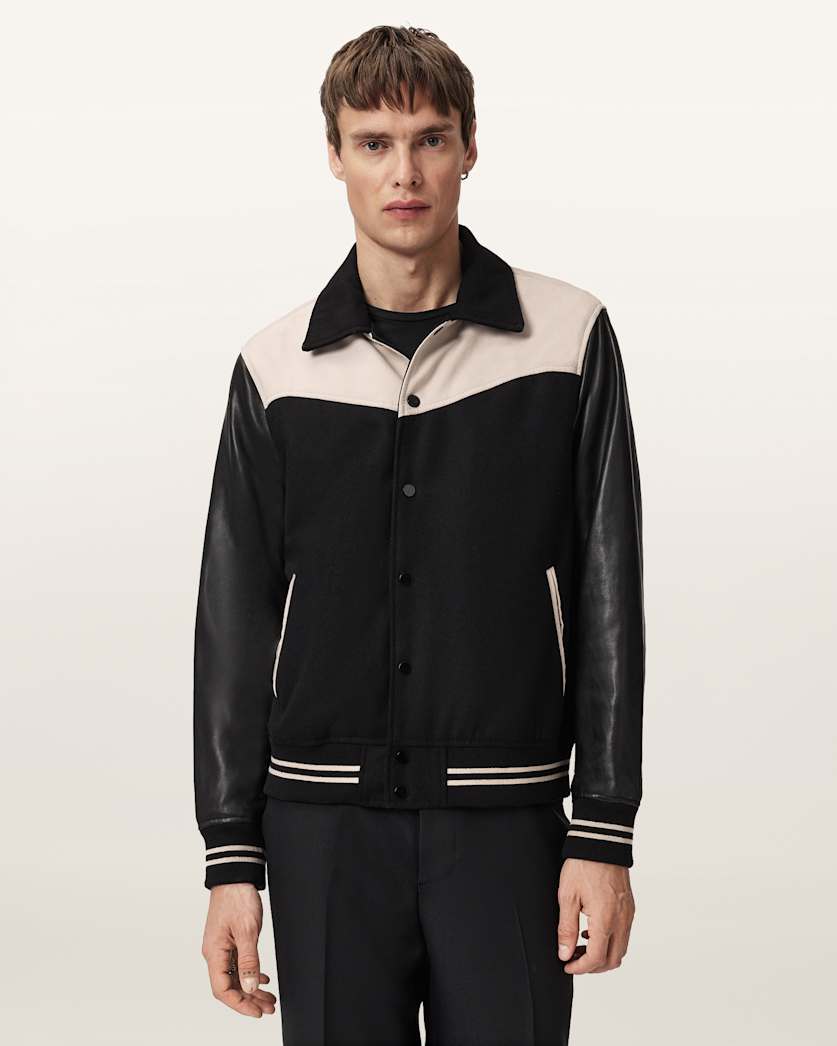 Endleton Contrast Leather Bomber Jacket