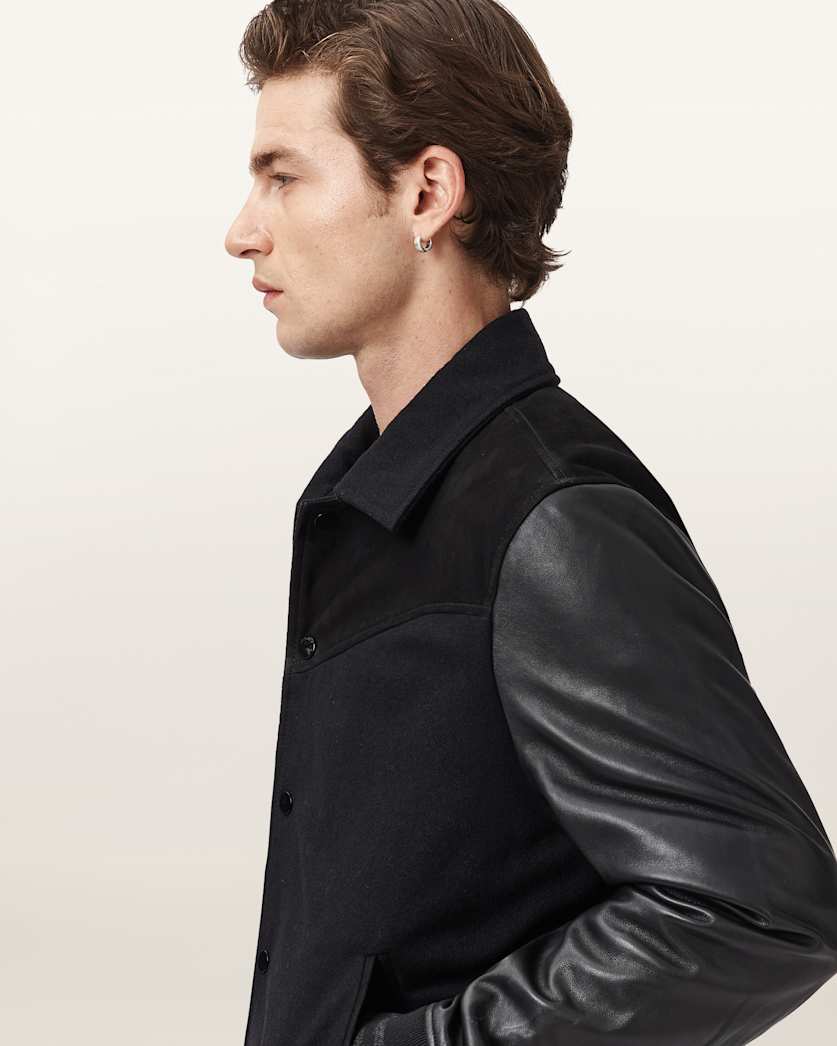 Endleton Contrast Leather Bomber Jacket