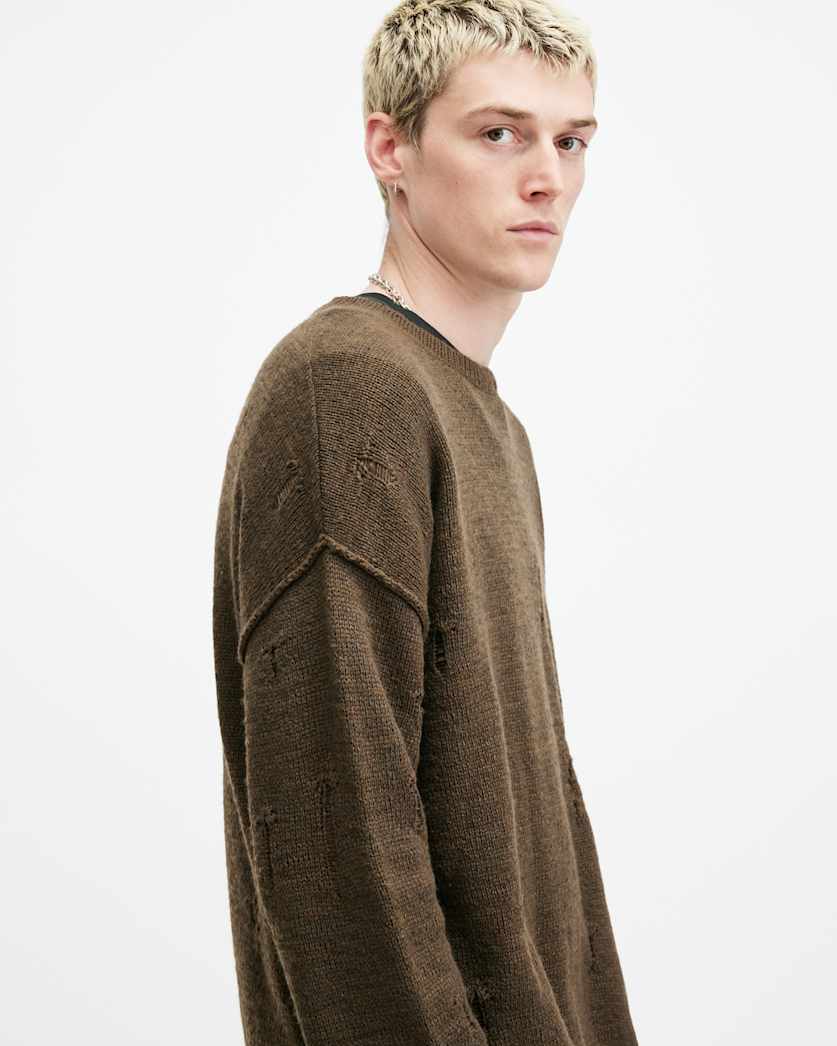 Ektarr Crew Neck Distressed Jumper